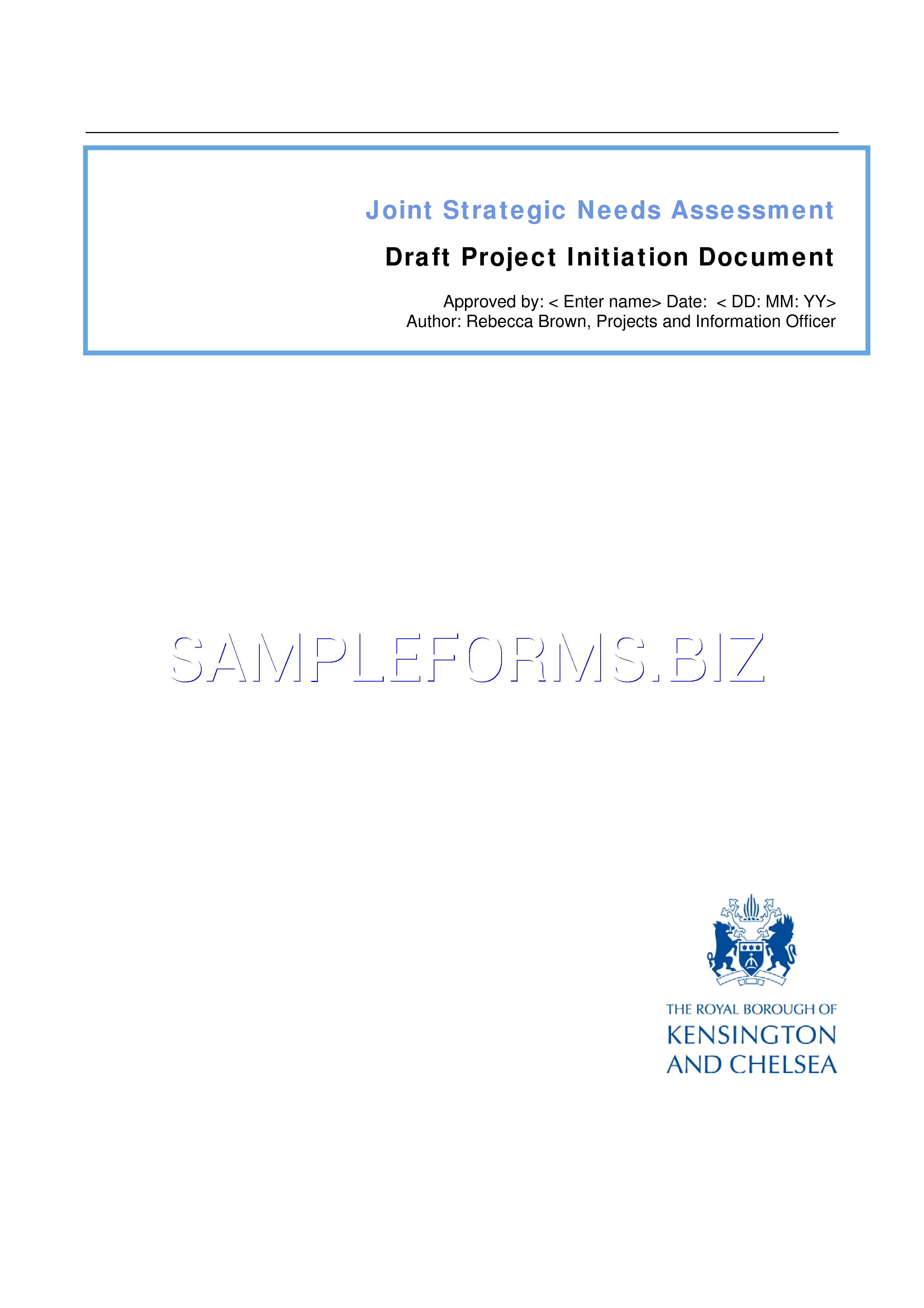 Preview free downloadable Draft Project Initiation Document in PDF (page 1)